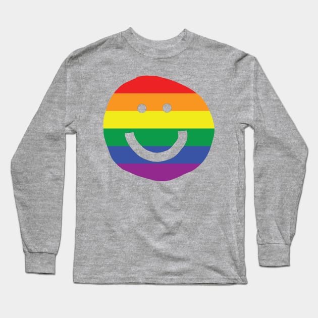 Pride Transparent Smiley Face Long Sleeve T-Shirt by ellenhenryart